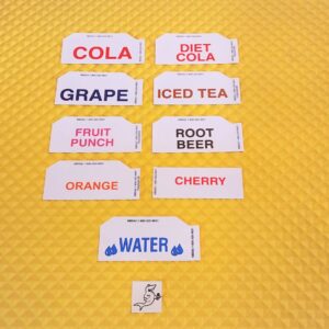 (9) GENERIC SODA VENDING MACHINE VEND LABELS 1.5″ x 3.25″