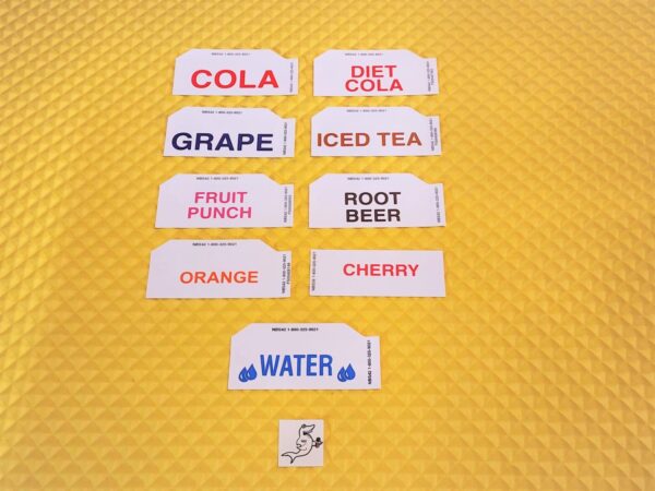 (9) GENERIC SODA VENDING MACHINE VEND LABELS 1.5″ x 3.25″