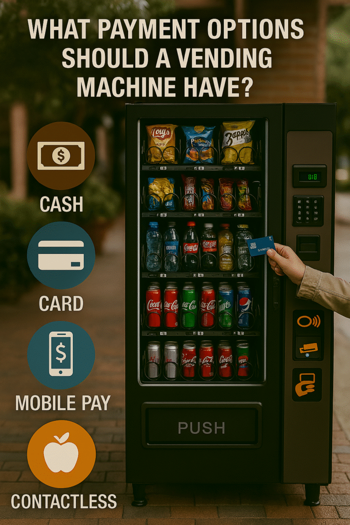 What payment options should a vending machine have? (Cash, card, mobile pay, contactless)