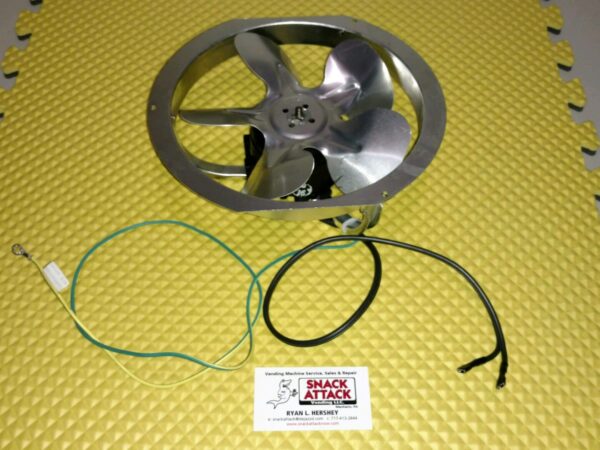 AMS COMBO / SNACK VENDING MACHINE EVAPORATOR FAN ASSEMBY / SENSIT 1, 2 ,3