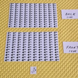 SNACK VENDING MACHINE $3.25 – 6.00 PRICE LABELS / 20 each
