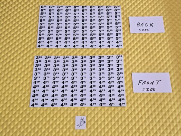 SNACK VENDING MACHINE $3.25 – 6.00 PRICE LABELS / 20 each