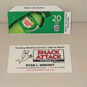 (1) Canada Dry Ginger Ale 20oz. Bottle Vending Label