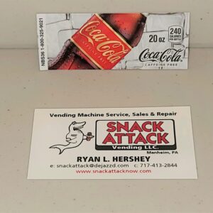 (1) Coke Caffeine Free 20oz. Bottle Vending Label