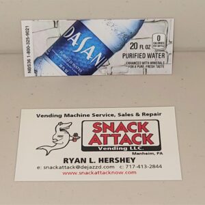 (1) Dasani Water 20oz. Bottle Vending Label