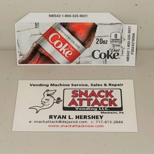 (1) Diet Coke 20oz. Bottle Vending Label
