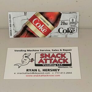 (1) Diet Coke Caffeine Free 20oz. Bottle Vending Label
