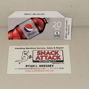 (1) Diet Pepsi 20oz. Bottle Vending Label