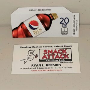 (1) Diet Pepsi Caffeine Free 20oz. Bottle Vending Label