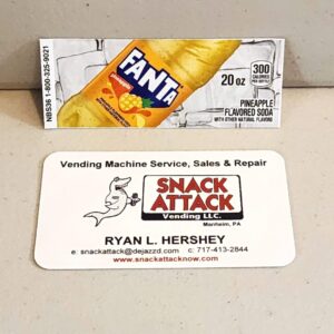 (1) Fanta Pineapple 20oz Bottle Vending Label