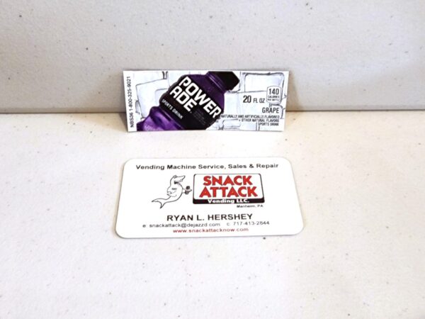 (1) Grape Powerade 20oz. Bottle Vending Label
