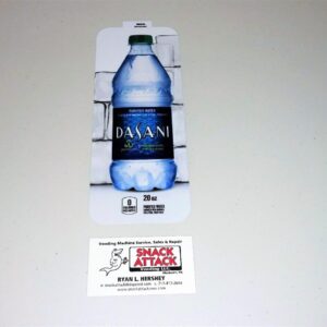  (1) Royal Vendors Dasani Water 20oz “BOTTLE” Vend Label Card