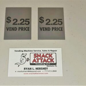 (2) Decals “$2.25 Vend Price”