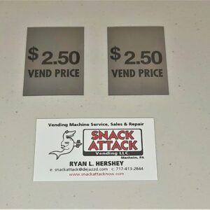 (2) Decals “$2.50 Vend Price”